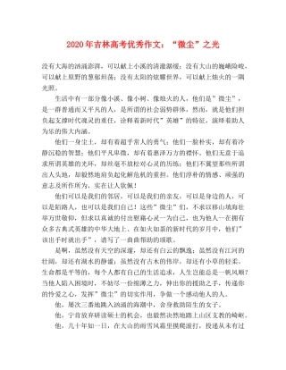 2024年吉林高考优秀作文“微尘”之光 