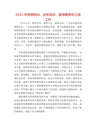 2024年师德培训、校本培训、教师素质年三项工作 