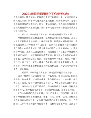 2024年师德师风建设工作参考总结 