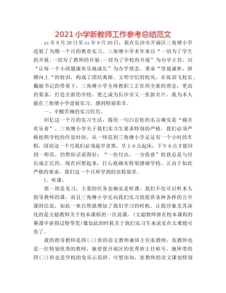 2024小学新教师工作参考总结范文 