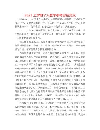 2024上学期个人教学参考总结范文 
