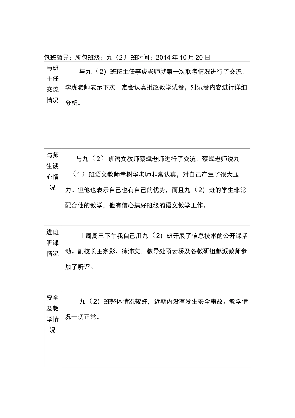 领导班子包班工作记录表_第2页