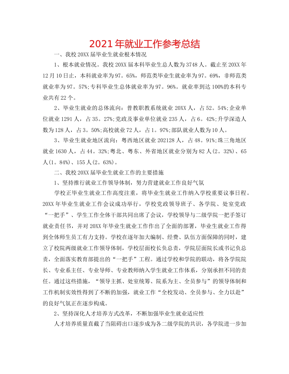 2024年就业工作参考总结 _第1页