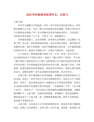 2024年河南高考优秀作文让我飞 