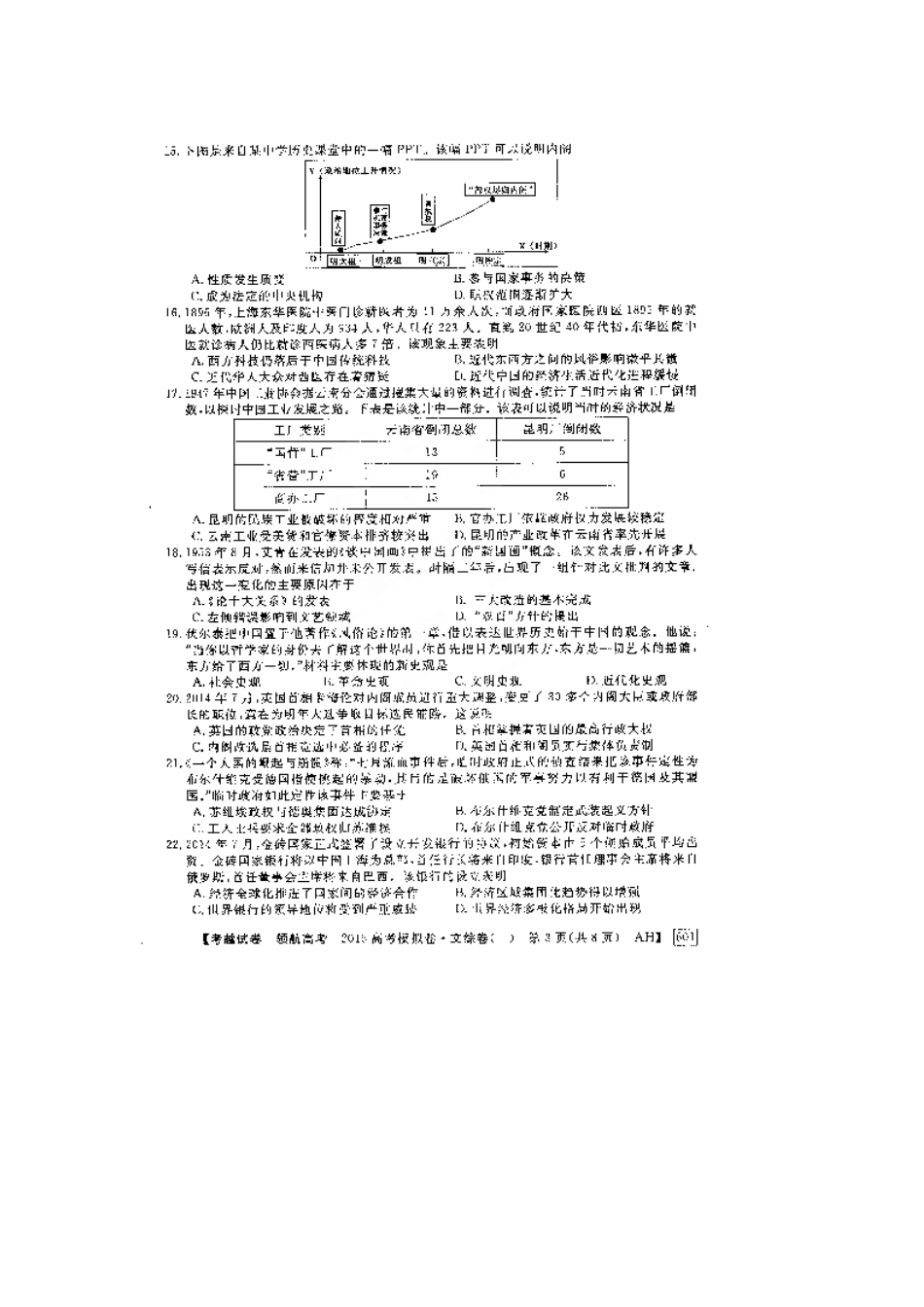安徽省2015年高考文综模拟试卷及答案(二)_第3页