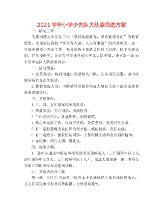 2024学年小学少先队大队委竞选方案 