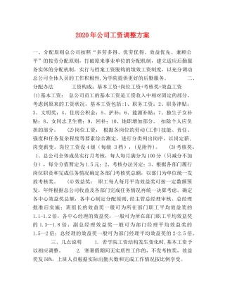 2024年公司工资调整方案 