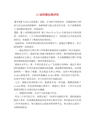 it试用期自我评价 