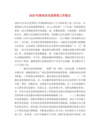 2024年深圳市应急管理工作要点 