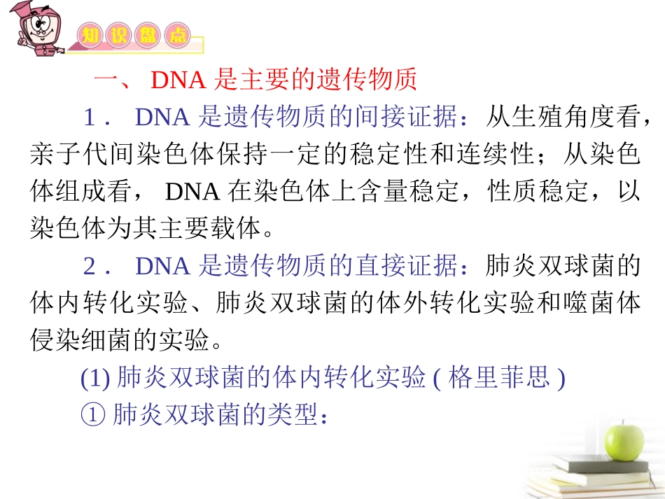 2012届高三生物复习-第15讲-DNA是主要的遗传物质和DNA分子的结构_第3页