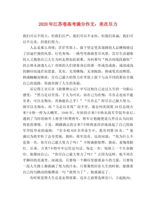 2024年江苏卷高考满分作文美在尽力 