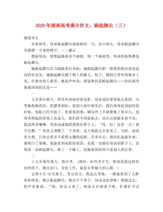 2024年湖南高考满分作文踮起脚尖（三） 