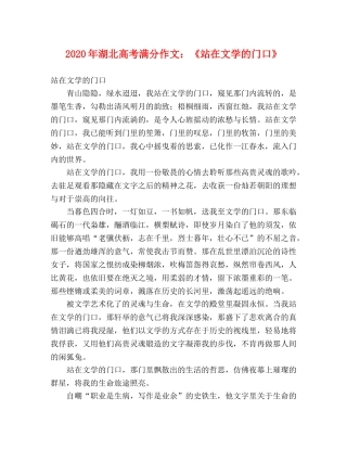 2024年湖北高考满分作文《站在文学的门口》 