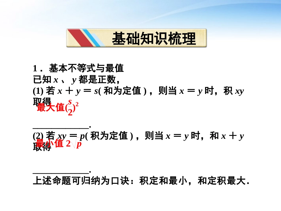 【优化方案】2012高中数学-第三章3.4.2基本不等式的应用精品课件-苏教版必修5_第3页