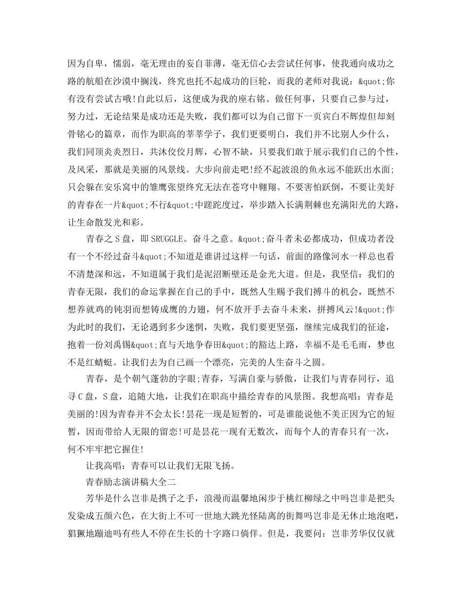 2024青春励志演讲稿大全 _第2页