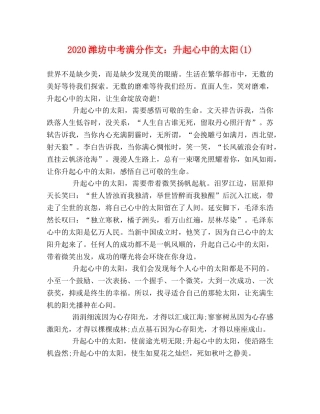 2024潍坊中考满分作文升起心中的太阳(1) 