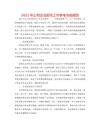 2024年公司企业防汛工作参考总结报告 