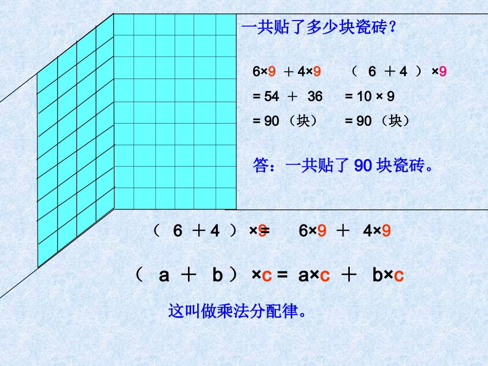 北师大版四年级数学上册《乘法分配律》课件_第2页