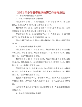 2024年小学春季教学教研工作参考总结 