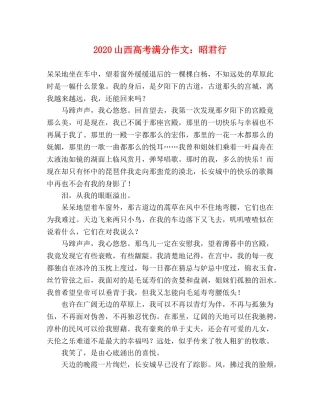 2024山西高考满分作文昭君行 