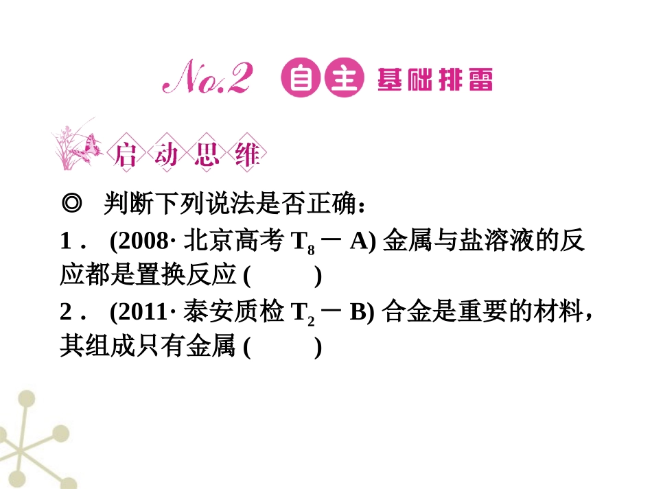《金版新学案》安徽省2012高三化学一轮-第三章-第4讲-用途广泛的金属材料课件_第3页