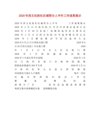 2024年西文化街社区城管办上半年工作成果展示 