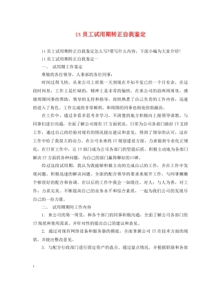 it员工试用期转正自我鉴定 