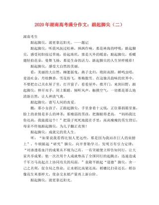 2024年湖南高考满分作文踮起脚尖（二） 