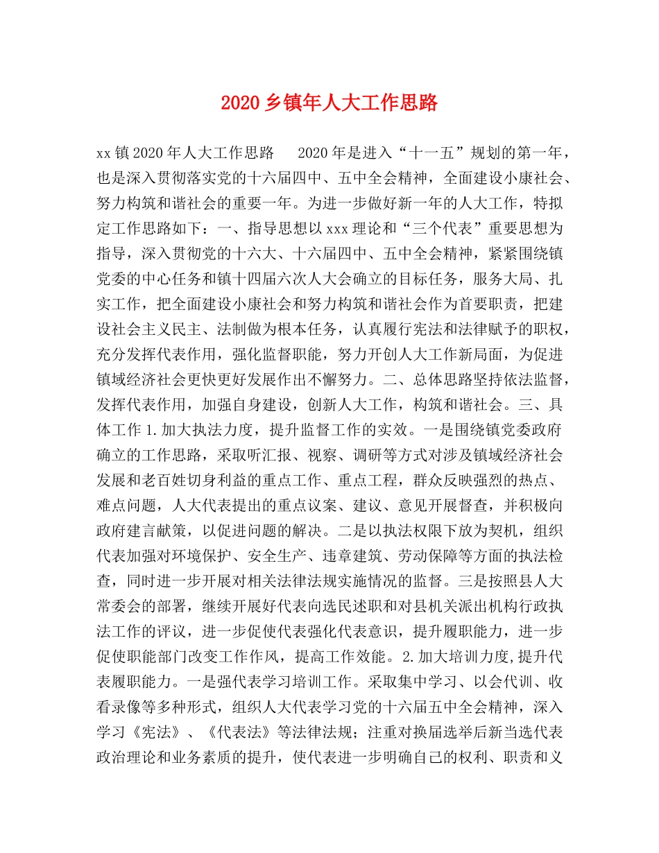 2024乡镇年人大工作思路 _第1页