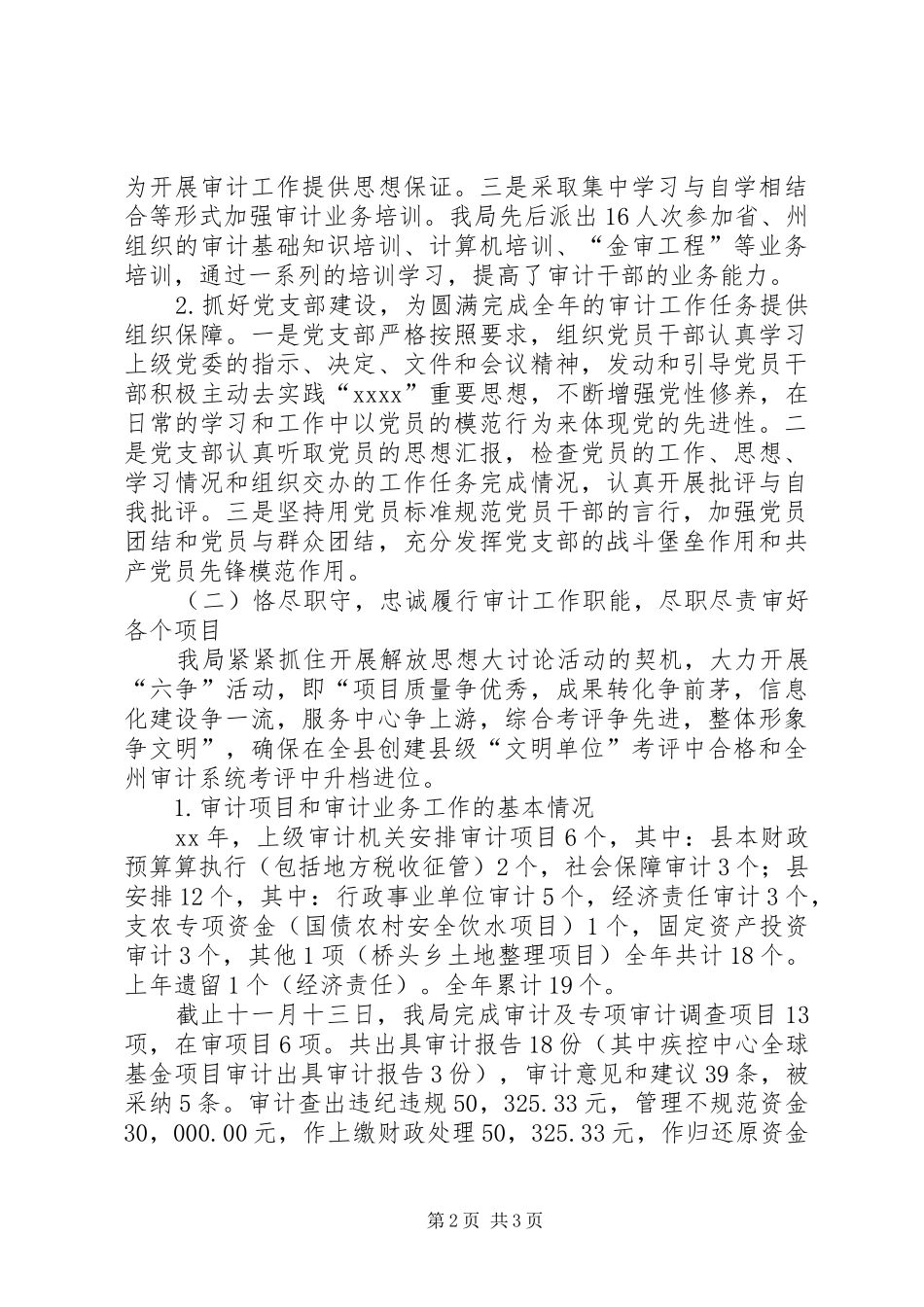 XX年11月审计局工作总结_第2页