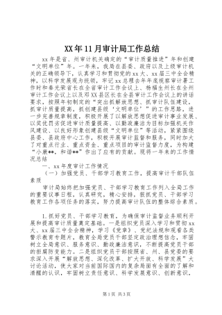 XX年11月审计局工作总结