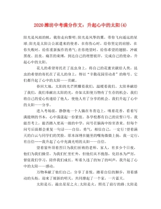 2024潍坊中考满分作文升起心中的太阳(4) 