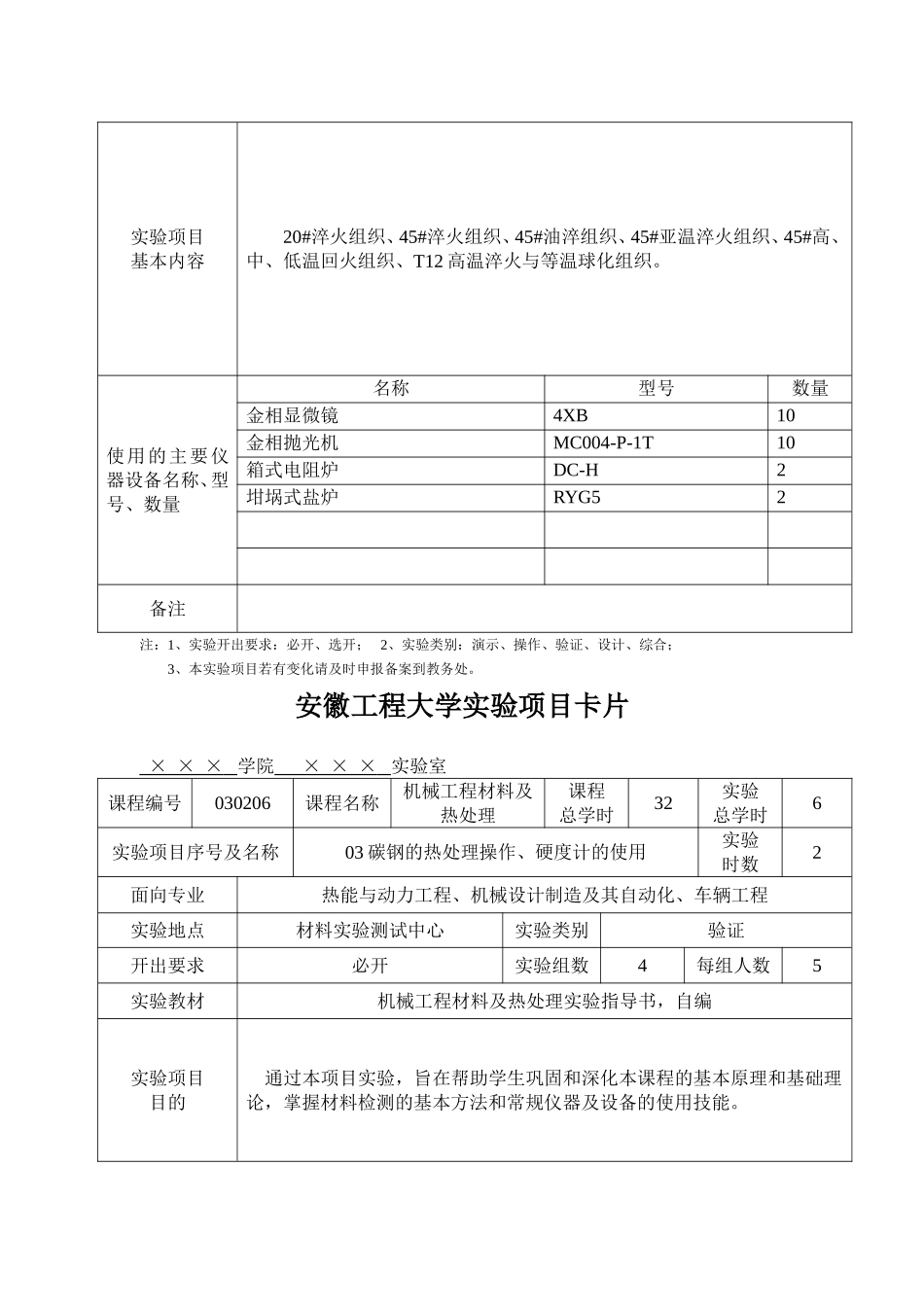 安徽工程大学实验项目卡片_第3页