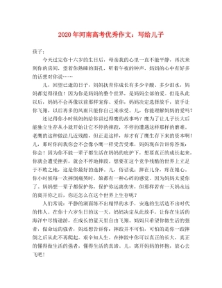 2024年河南高考优秀作文写给儿子 