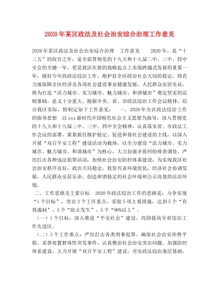 2024年某区政法及社会治安综合治理工作意见 