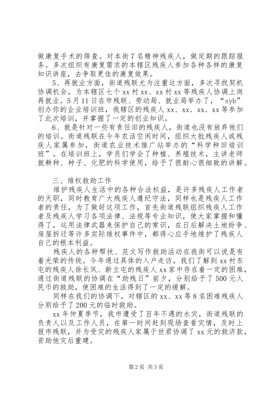 XX年残联主席工作总结范文_第2页