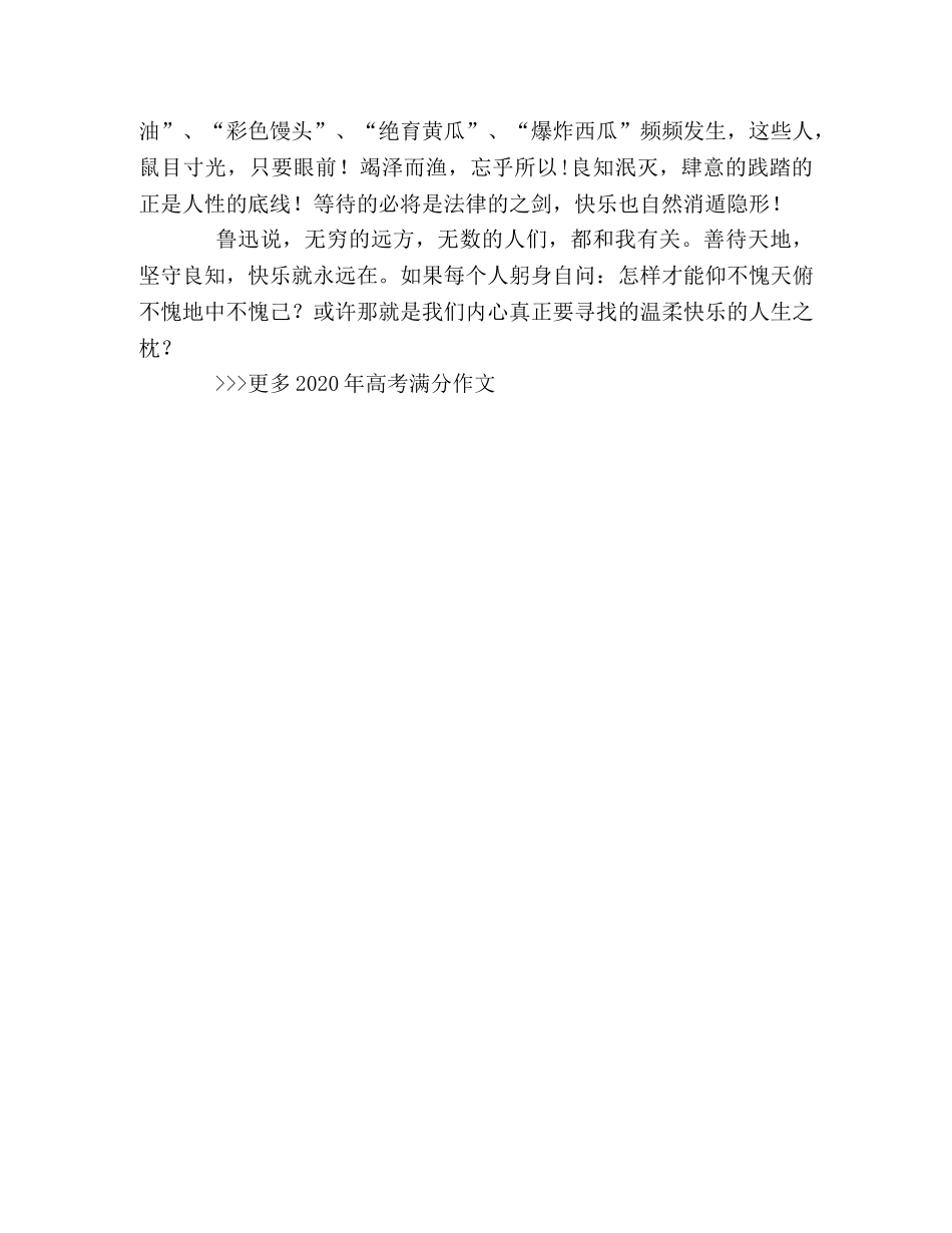 2024年江西高考满分作文无愧天地，快乐之枕 _第2页