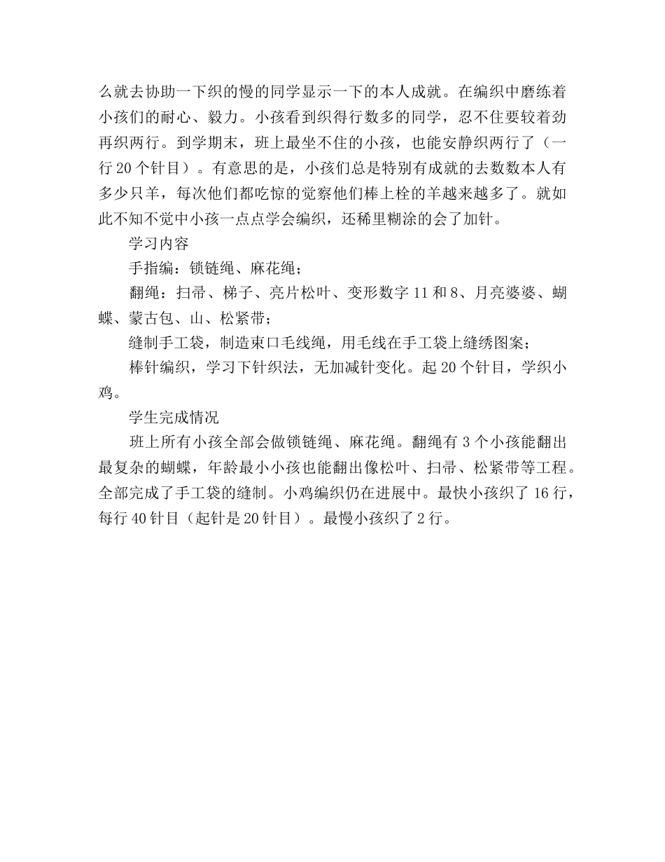 2024年一年级手工教学工作参考总结范文 _第2页