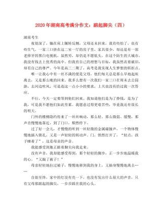 2024年湖南高考满分作文踮起脚尖（四） 