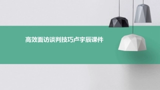 高效面访谈判技巧卢宇辰课件
