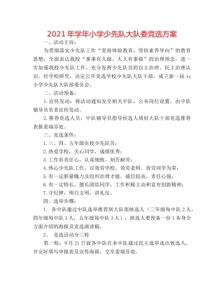 2024年学年小学少先队大队委竞选方案 