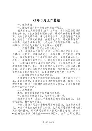 XX年3月工作总结