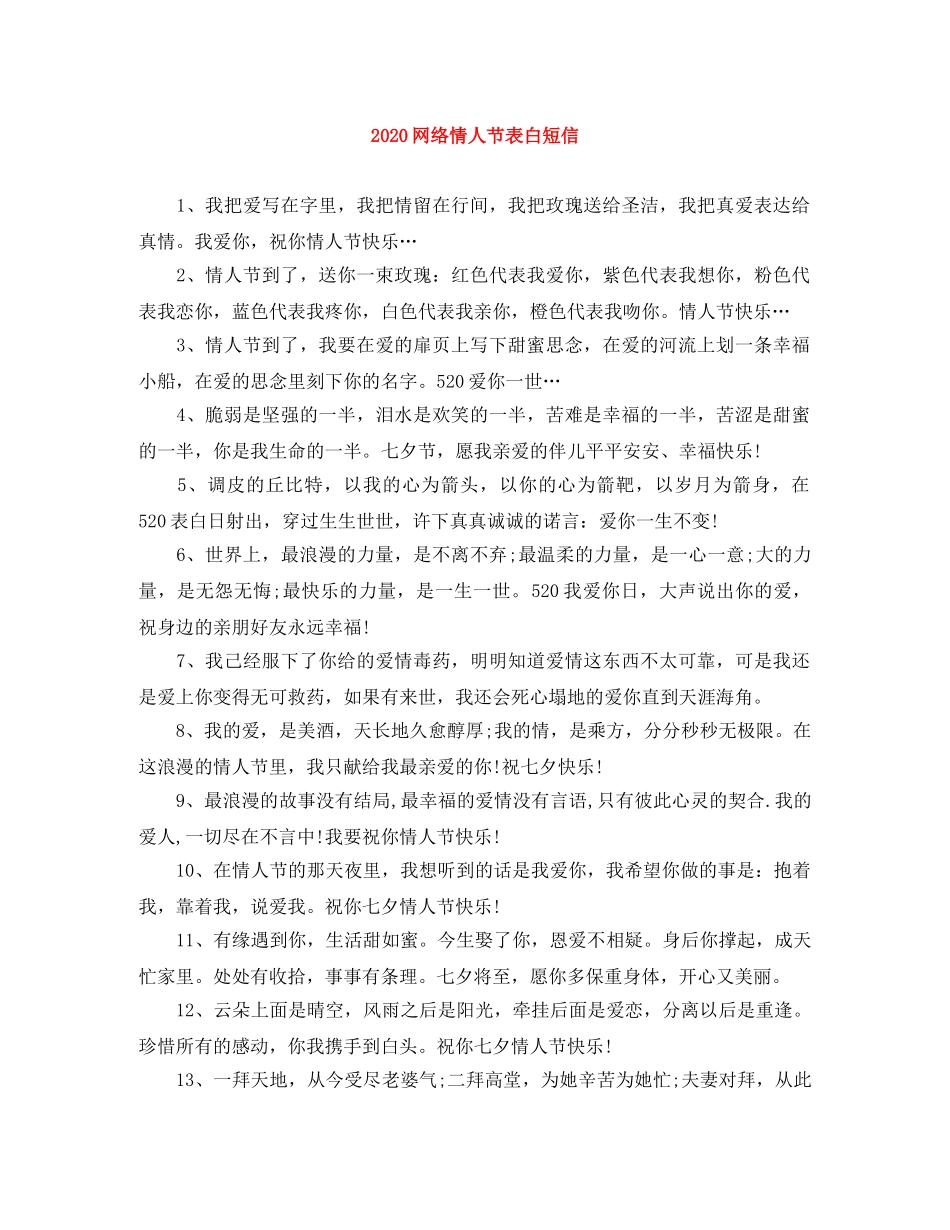 2024网络情人节表白短信 _第1页