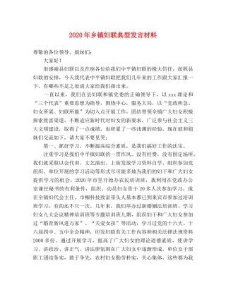2024年乡镇妇联典型发言材料 