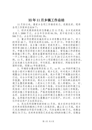 XX年11月乡镇工作总结