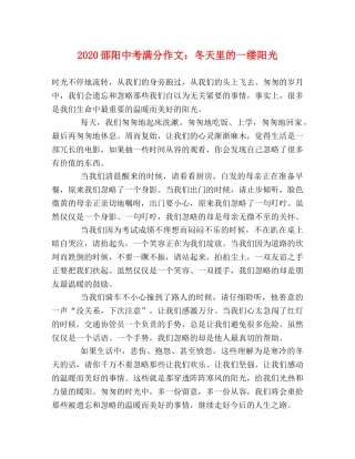 2024邵阳中考满分作文冬天里的一缕阳光 