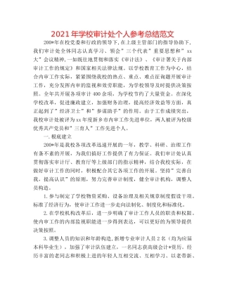 2024年学校审计处个人参考总结范文 