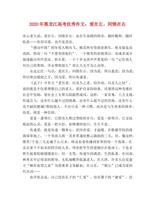 2024年黑龙江高考优秀作文爱在左，同情在右 