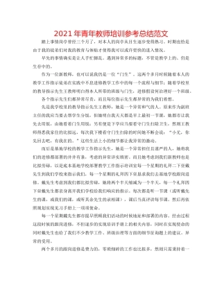 2024年青年教师培训参考总结范文 