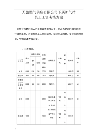 气站岗位及工资标准